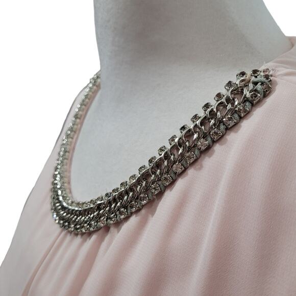 Blush Pink Chain Collar Tiered Dress DB EST 1962 Sz 6 Minimalist Cocktail Party - Picture 5 of 9